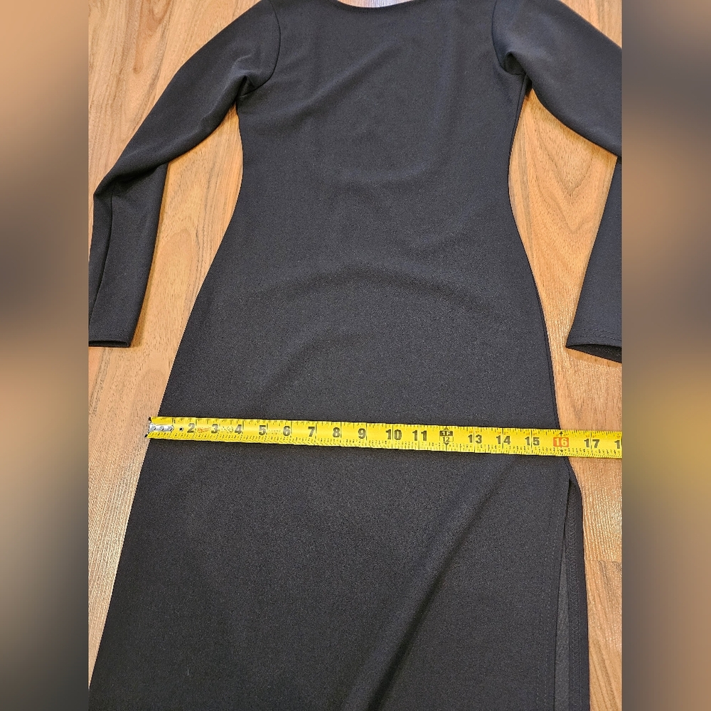 Boohoo Elegant Black Square Plunge Back Maxi Dress With Thigh Slit - Picture 8 of 11